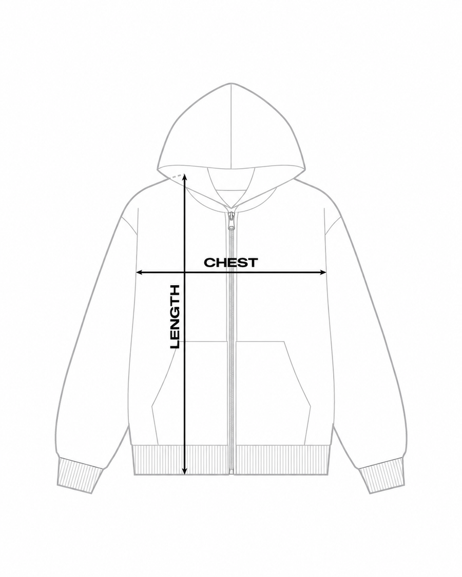 SIZE GUIDE STROKE ZIP HOODIE
